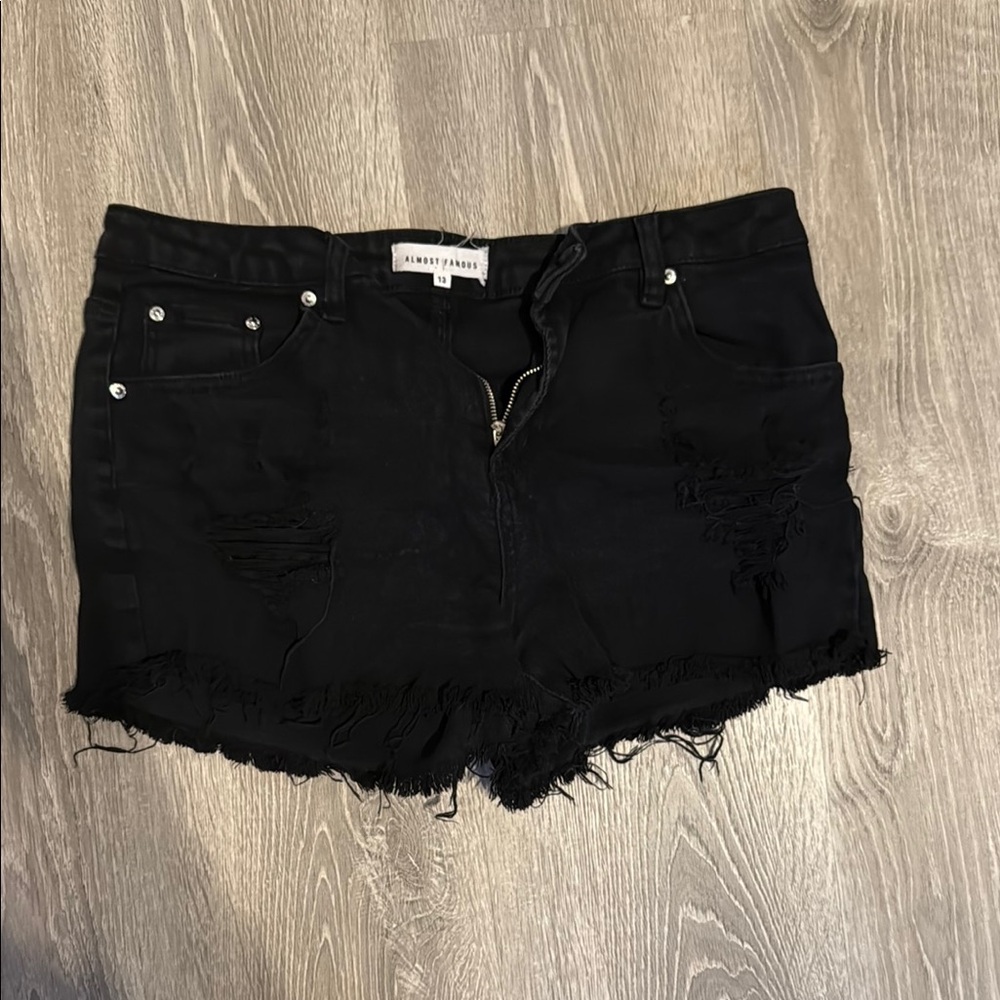 Black Jean Shorts Distressed